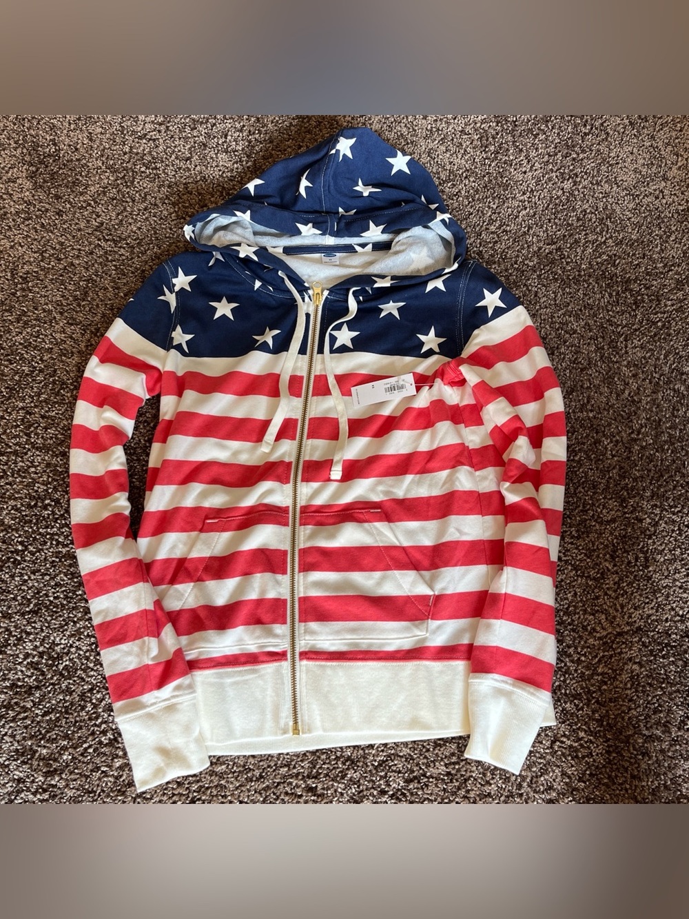 Old Navy Navy and White Star Print Zip Hoodie